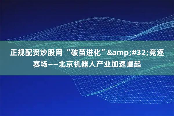 正规配资炒股网 “破茧进化”&#32;竞逐赛场——北京机器人产业加速崛起